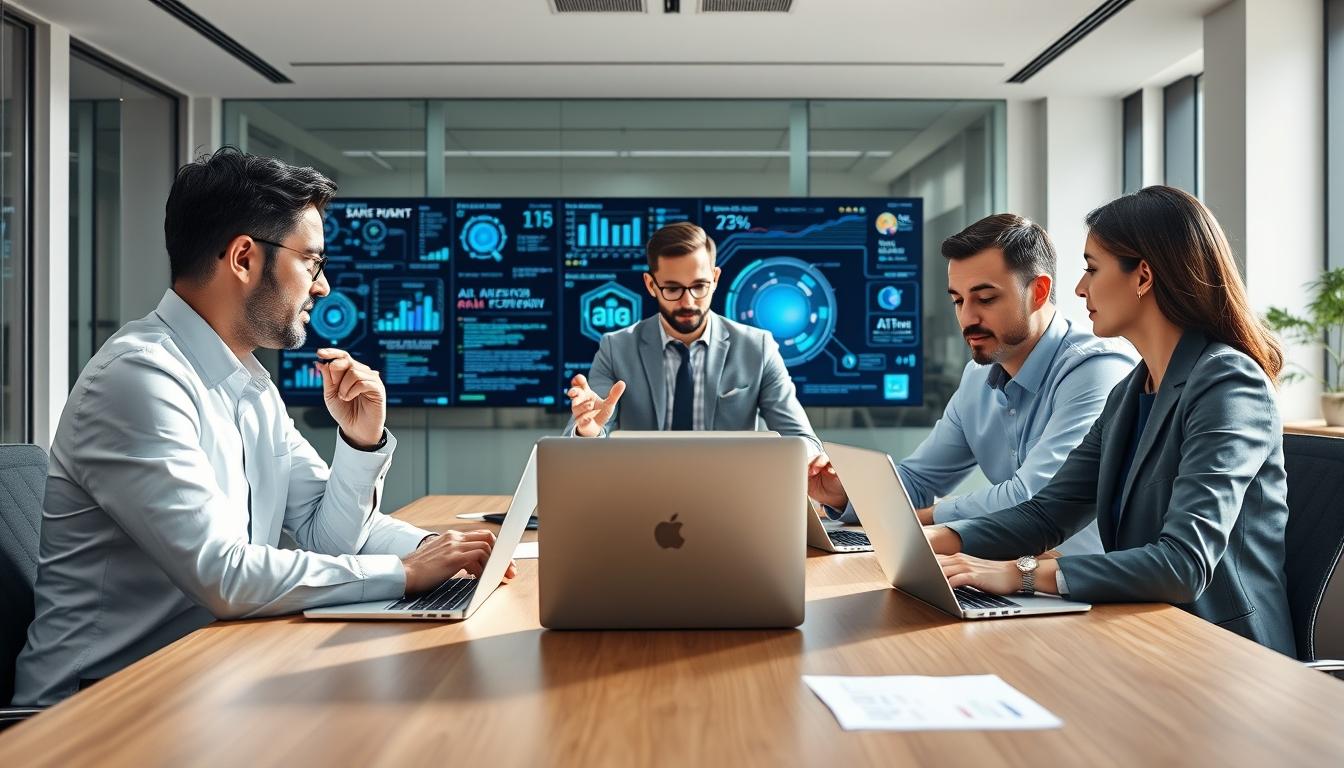 AI software company team and business technology strategy